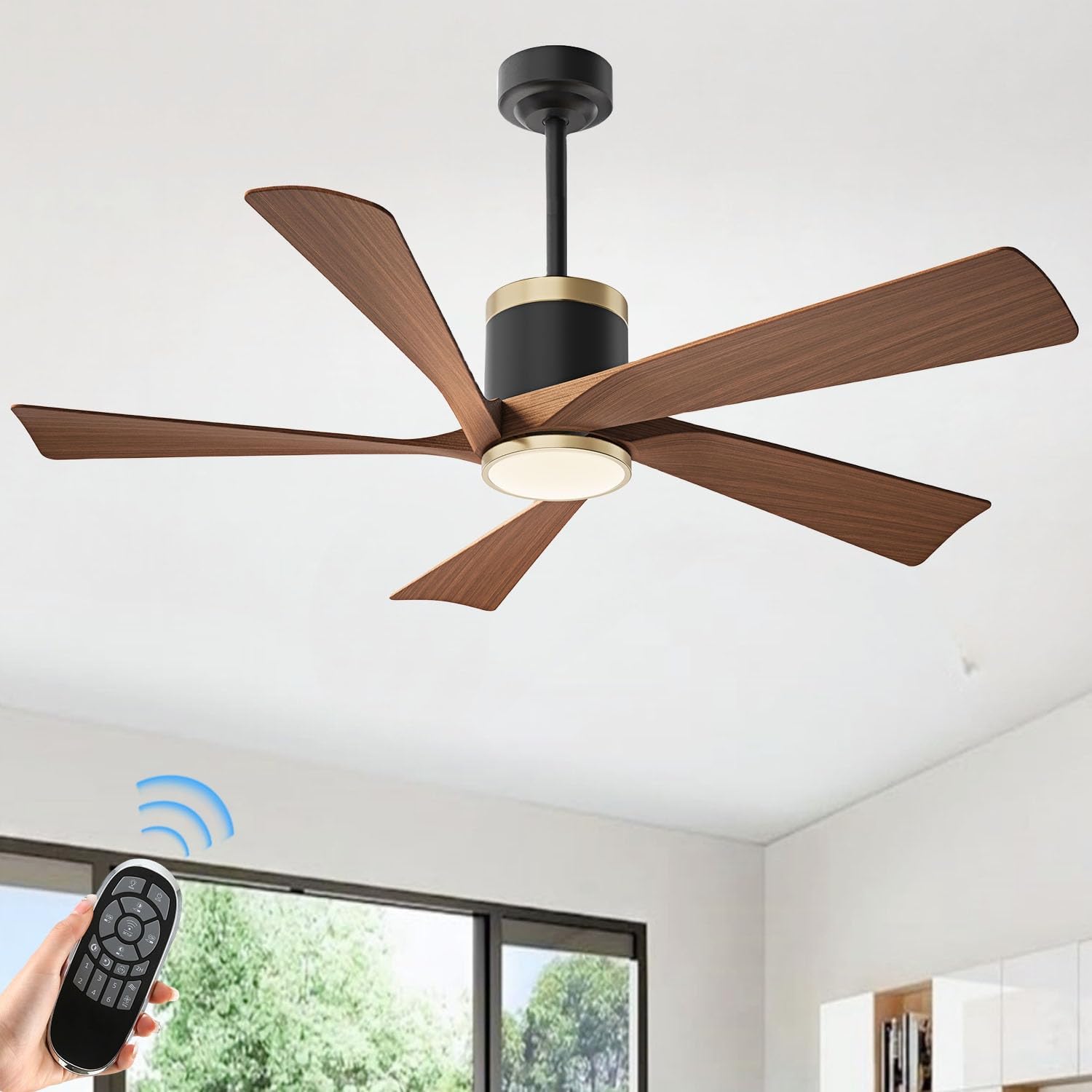 52 in Modern Ceiling Fan with Lights and Remote Control for Home