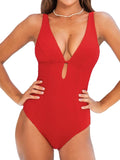 CUPSHE One Piece Swimsuit Deep V Neck Keyhole Cutout (Style BR7G)