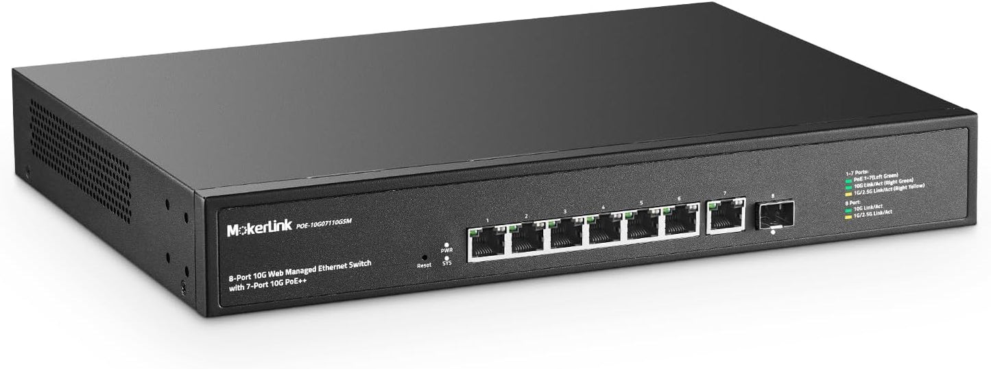 MokerLink 8 Port 10 Gigabit PoE Managed Switch for Networks