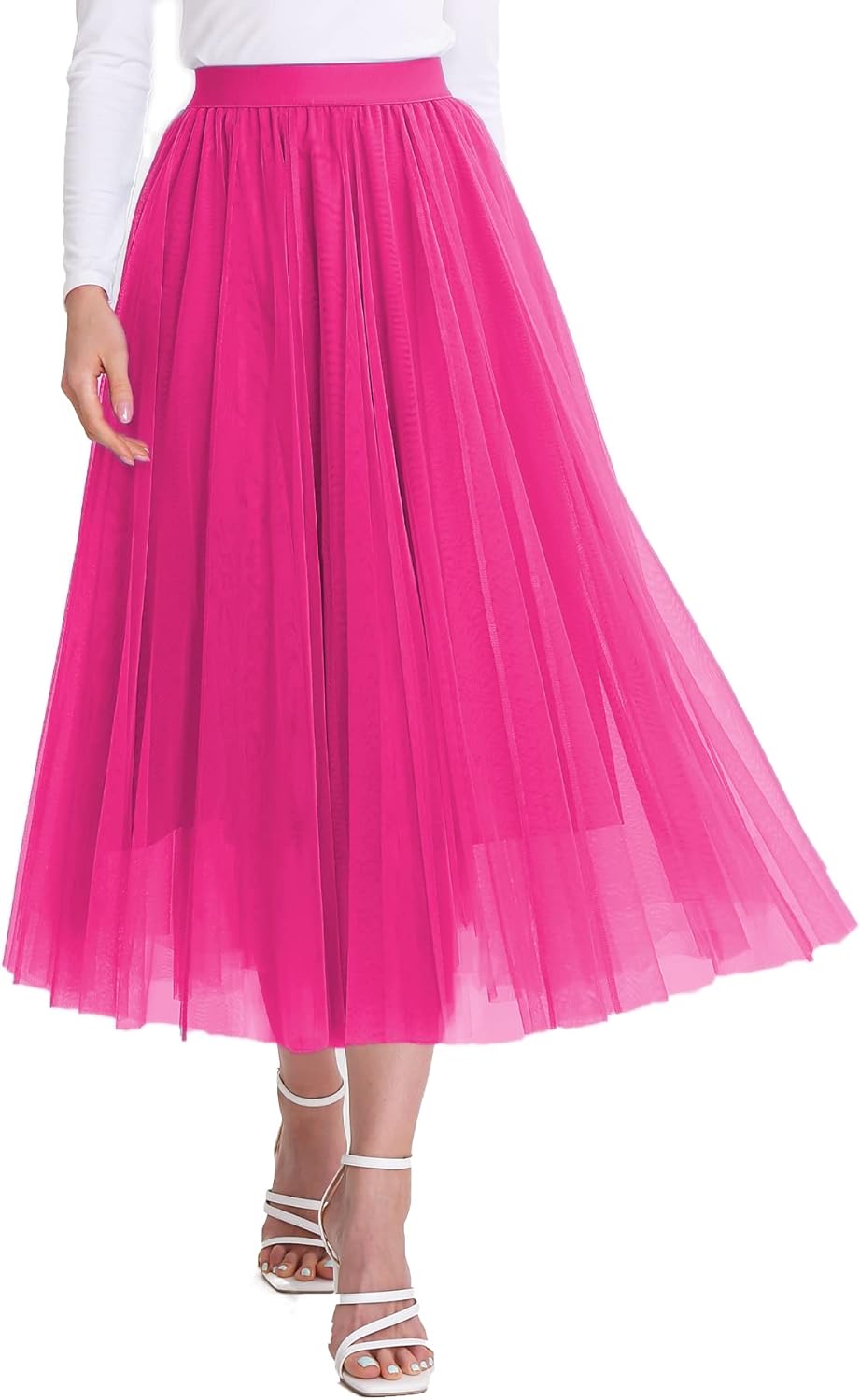 Elegant Tulle Skirt for Women - Flowy Midi A-Line Design