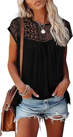 ETCYY Womens Cap Sleeve Tops Floral Print Summer Blouses