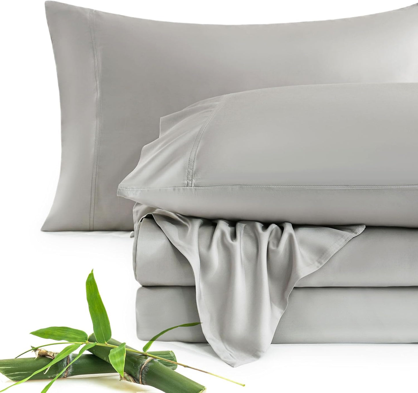 Cooling Bamboo Sheet Set Full Size for Hot Sleepers in Silver Grey