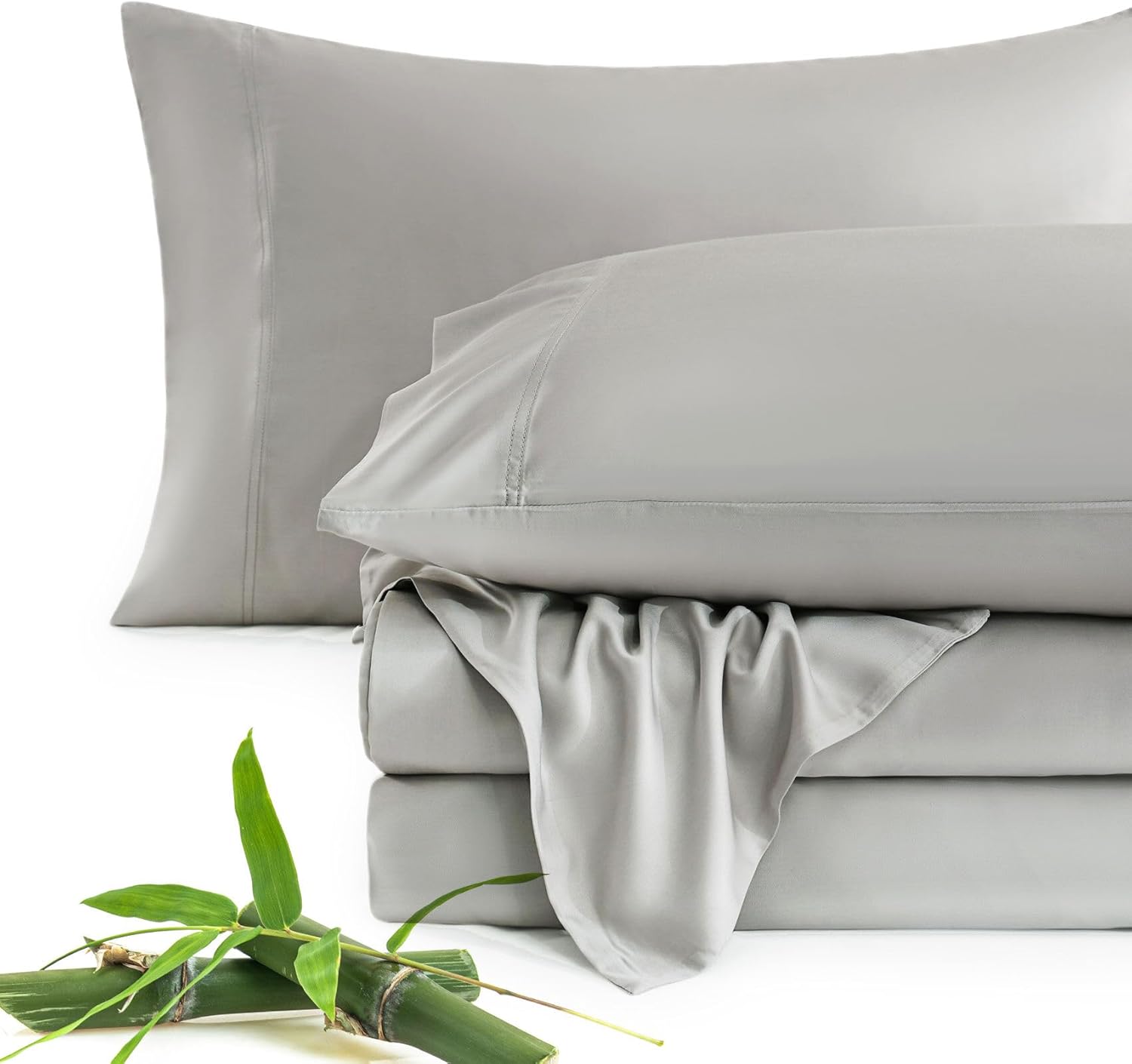 Cooling Bamboo Sheet Set Full Size for Hot Sleepers in Silver Grey