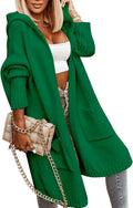 Long Hooded Cardigan for Women - Cozy Oversized Cable Knit