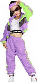 Girls Dance Clothing Set in Bright Green - Hip Hop Performance Wear