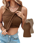 CHICME 2 Piece Tank Tops with Built in Bras - Ribbed Athletic Tanks