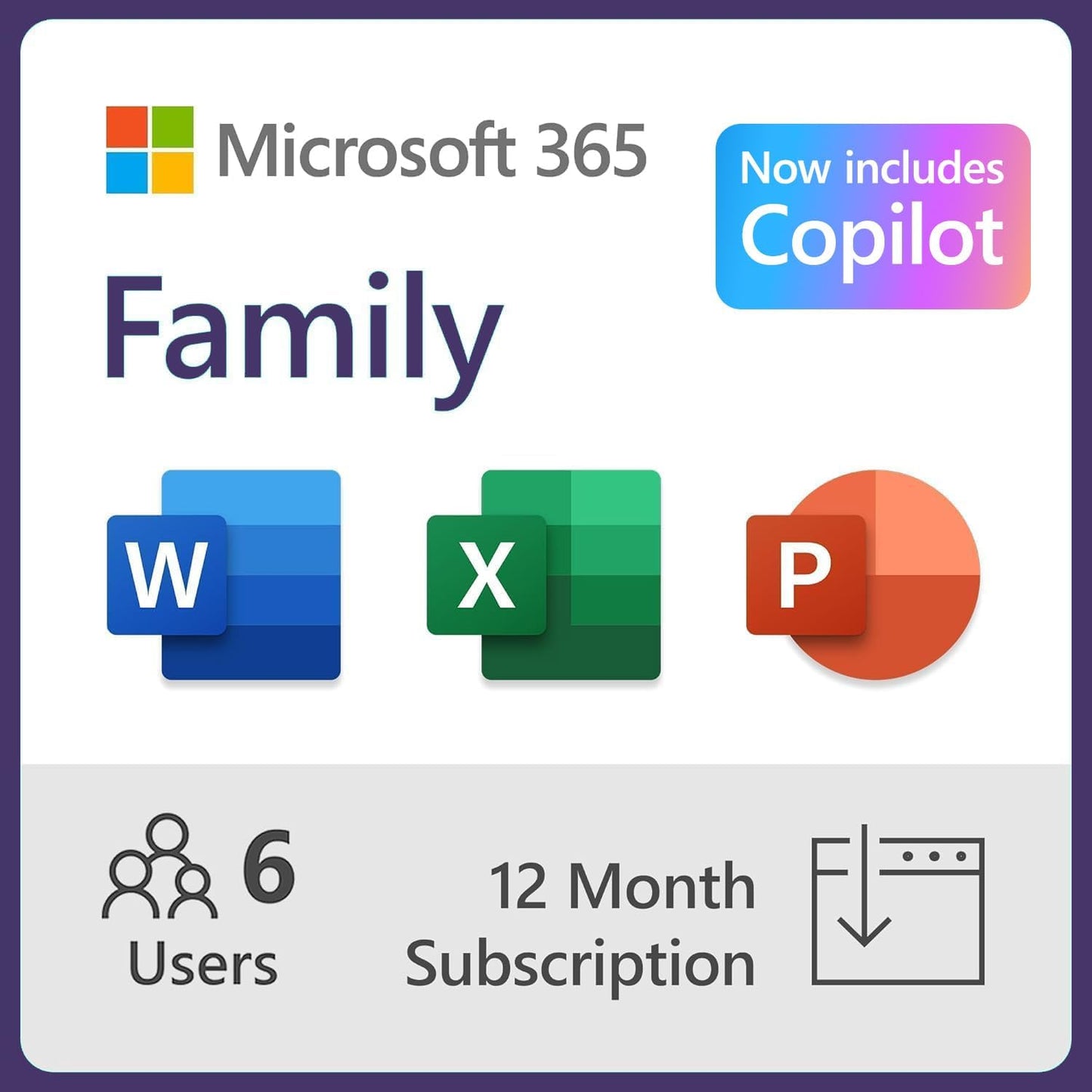 Microsoft 365 Family Subscription | Up to 6 Users | 1TB Cloud Storage