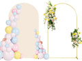 7.2FT Wedding Arch Backdrop Stand with Beige Spandex Cover - Elegant