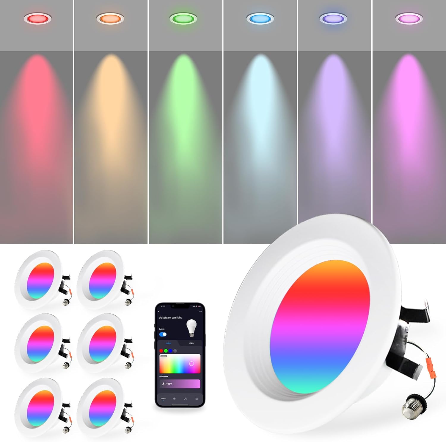 4 inch Smart LED Can Lights for Color Changing Recessed Lighting