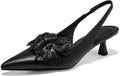 Womens Slingback Kitten Heels Closed Pointed Toe Pumps - Floral