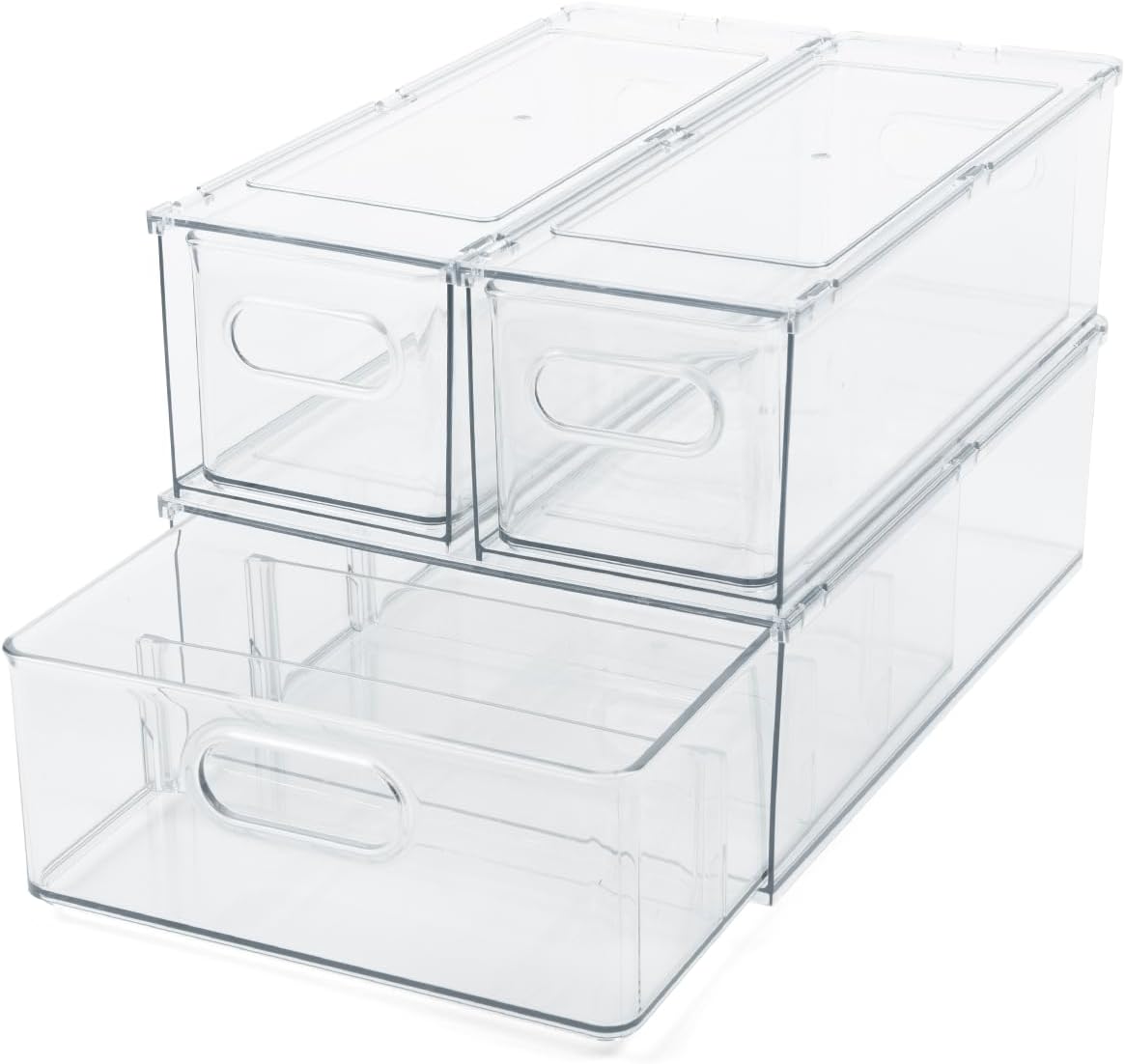 Clear Refrigerator Organizer Bins for Pantry and Food Storage