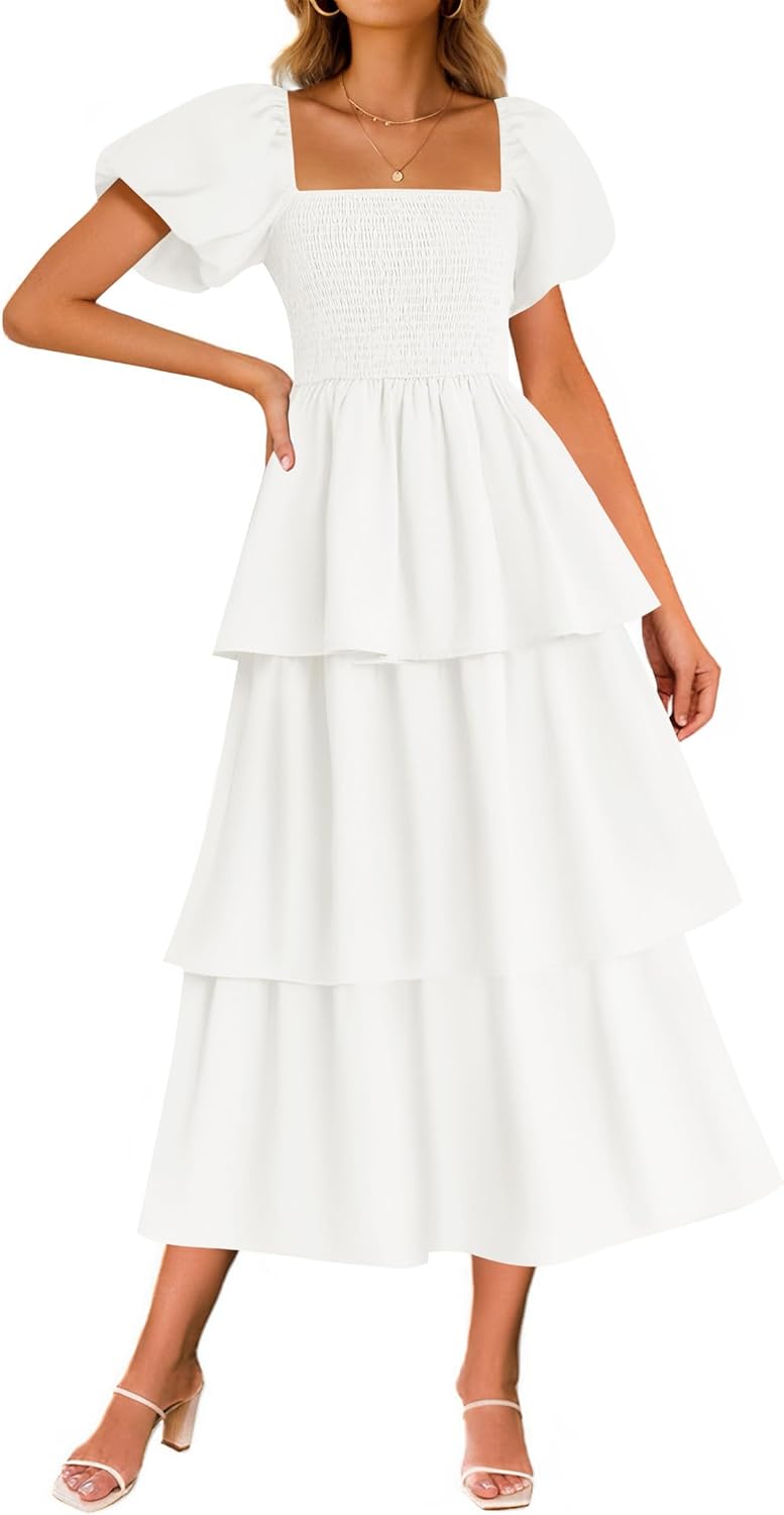 ZESICA Women's Boho Midi Dress for Summer Beach Vacation