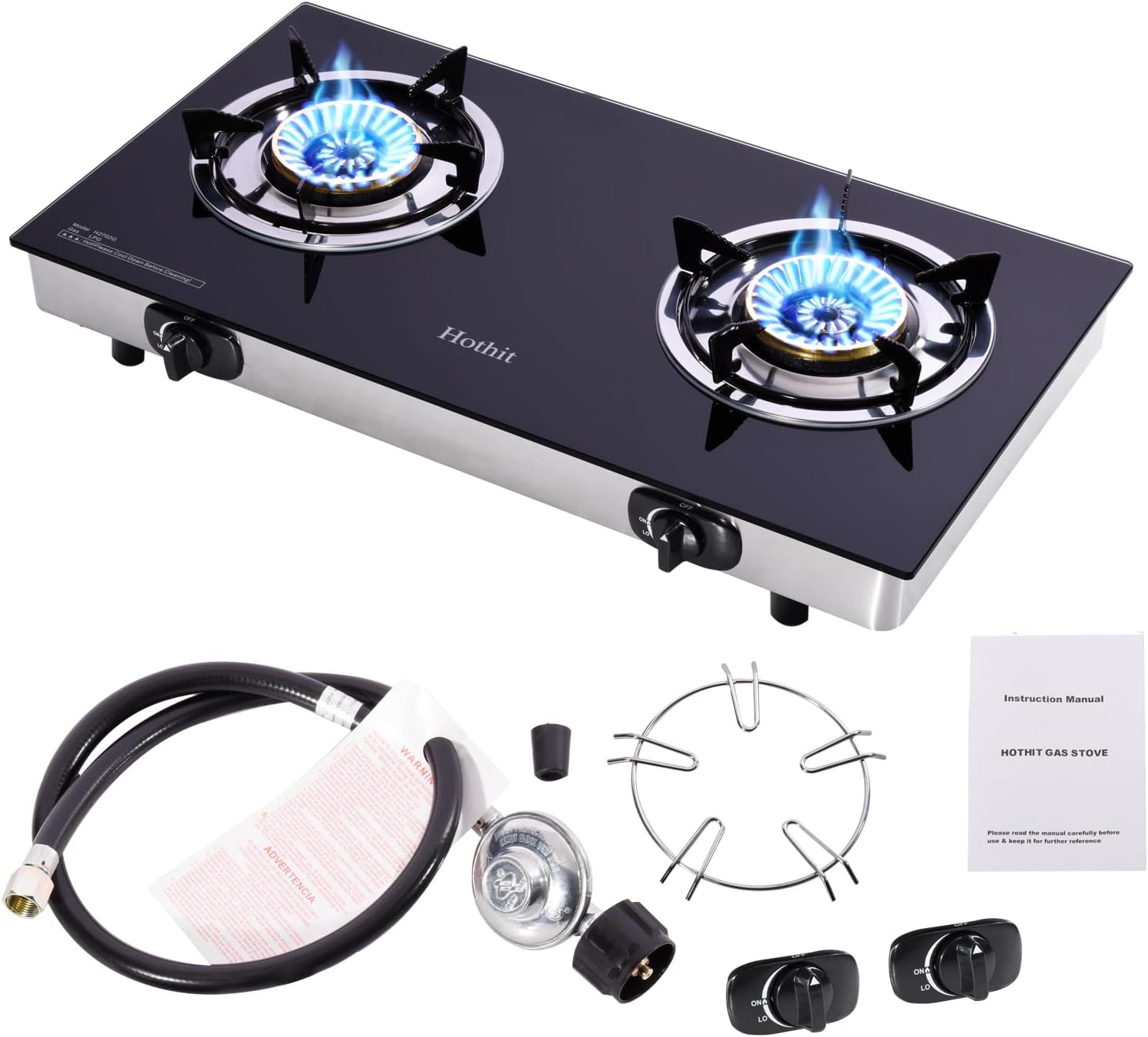 Hothit Portable 2 Burner Propane Stove for Outdoor Cooking