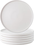Ceramic Dinner Salad Plates Set of 6 8.5 in - Reactive Matte White
