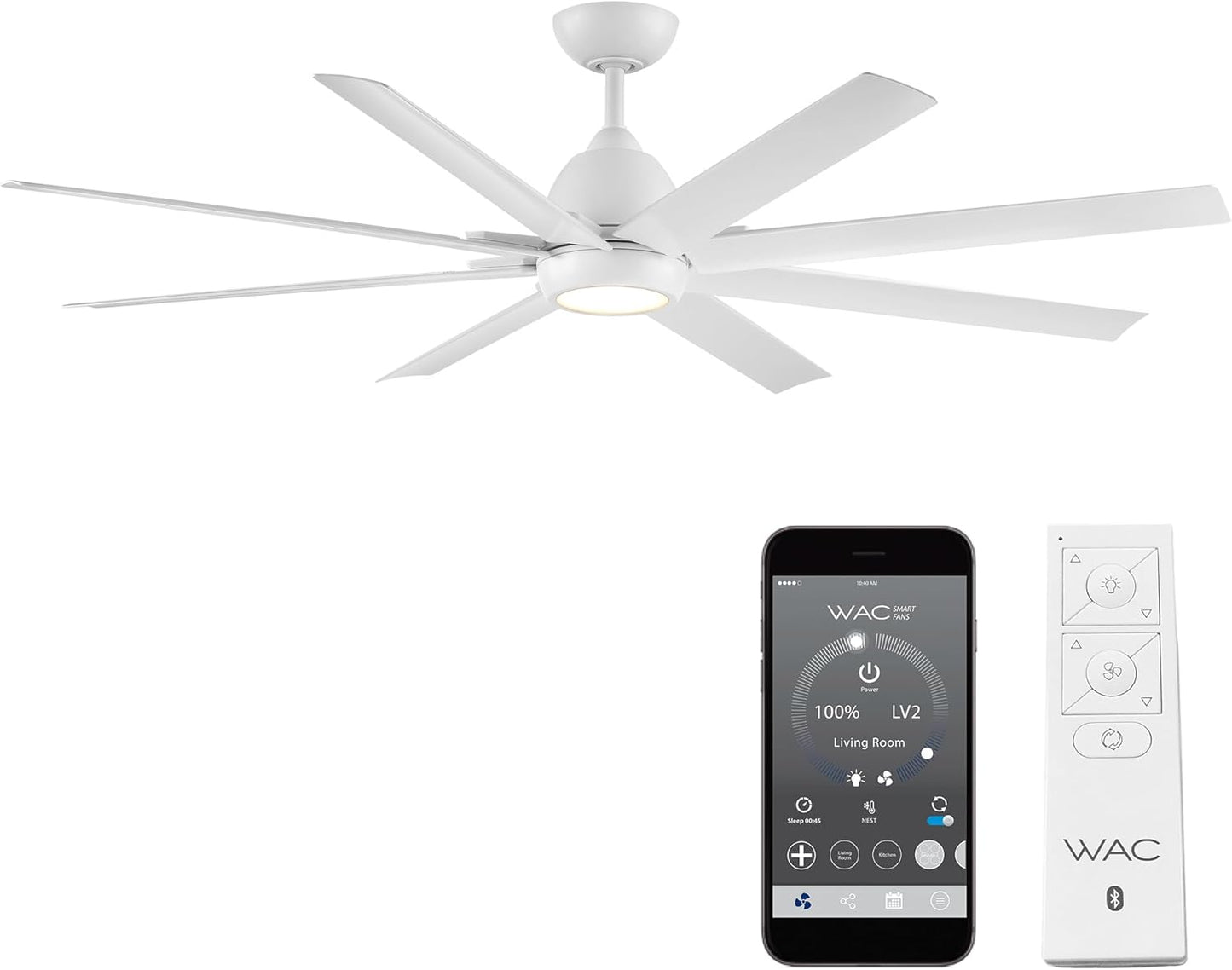 WAC Smart Fan XL - 66in Matte White, Alexa Compatible