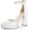 Ankis Black Platform Closed Toe Heels for Women - 4 in Support Pumps