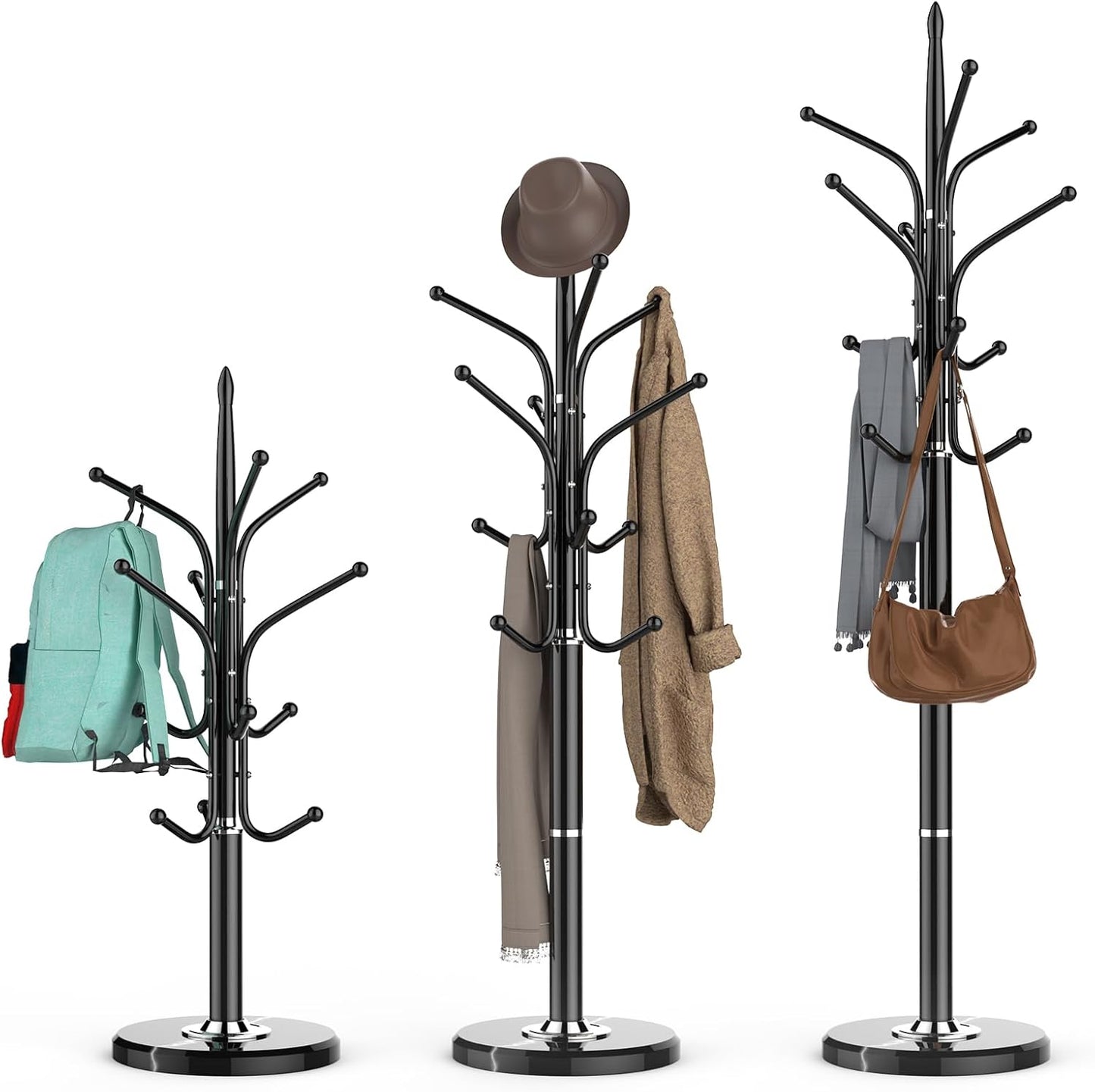 Heavy Duty Coat Rack with Marble Base for Entryway and Office