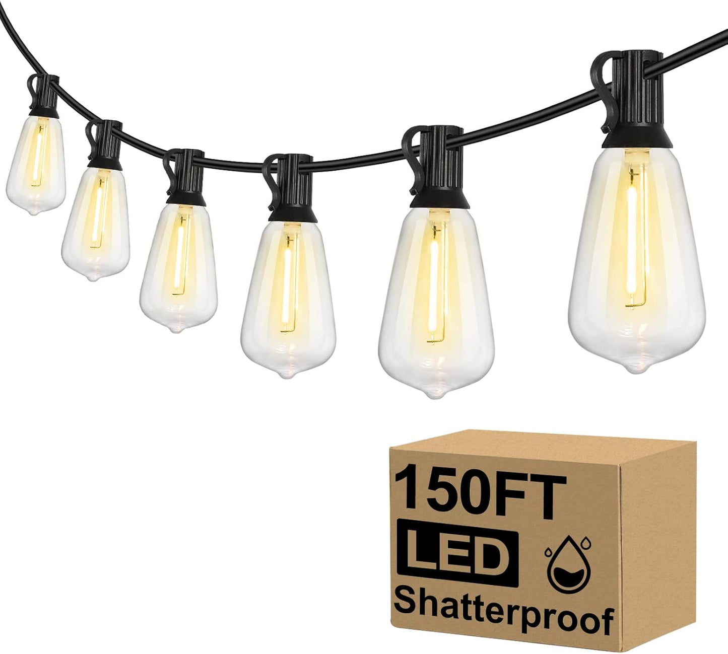 Brightever Outdoor String Lights 150FT for Cozy Ambience