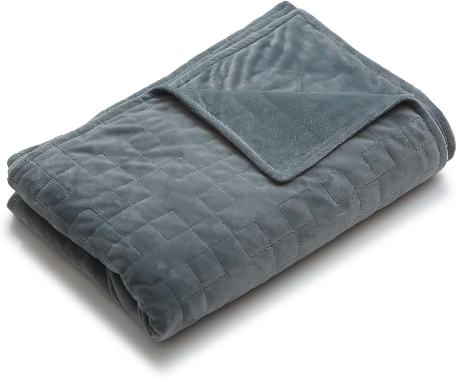 YnM Fuzzy Duvet Cover for Weighted Blankets - Grey Square Print