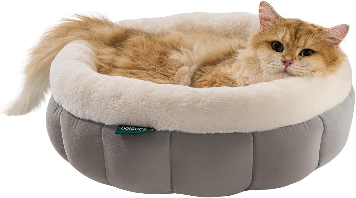 BALANCE Cat Beds for Indoor Cats - Cozy 18 Inch Round Bed