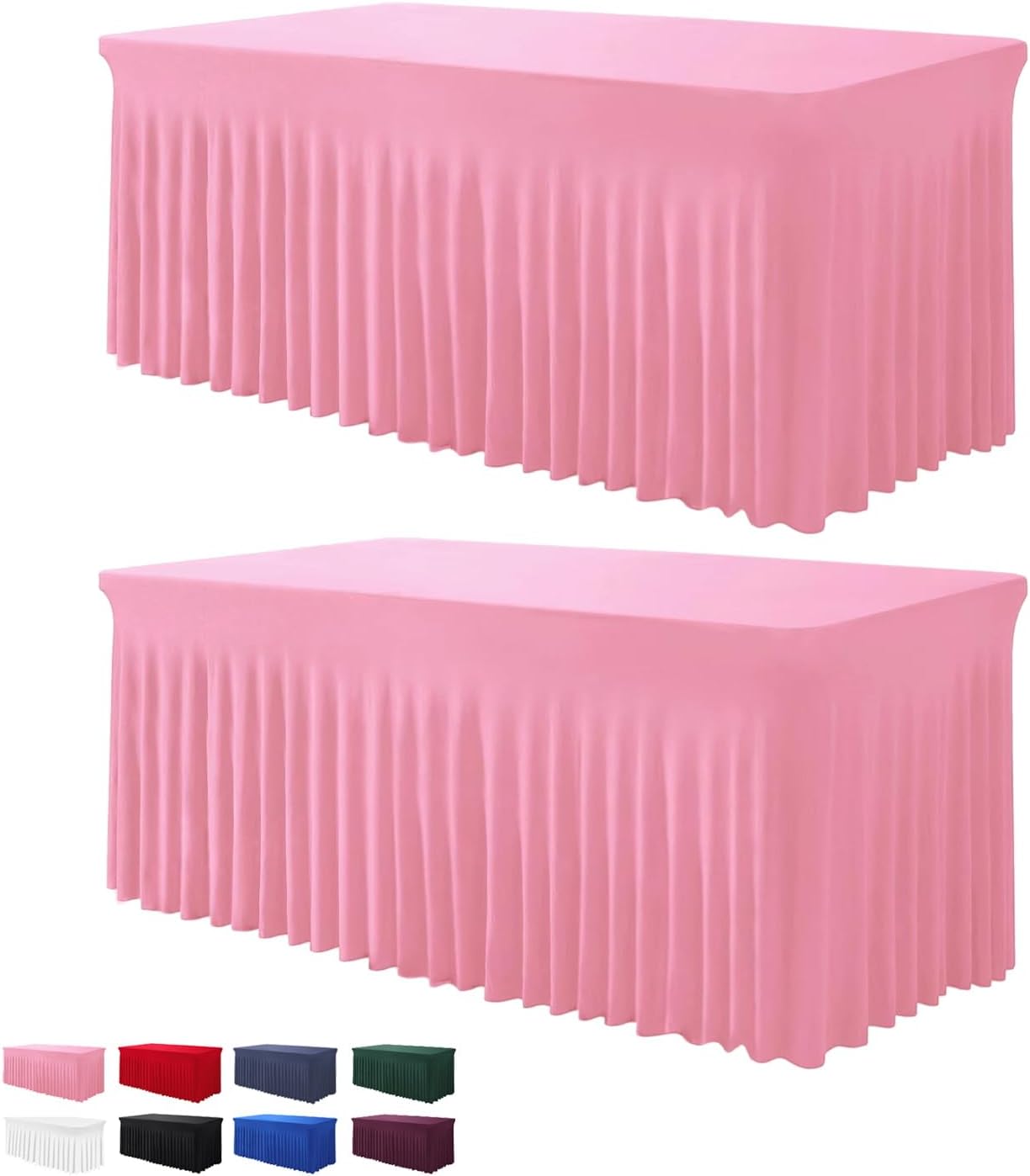 Elegant Table Skirts for Rectangle Tables 6ft - 2 Pack Pink