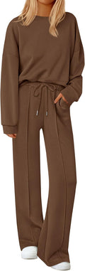 2 Piece Sets For Women Fall Loungewear - Wide Leg Knit Sweatsuit