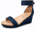 DREAM PAIRS Women's Open Toe Buckle Ankle Strap Wedge Sandals