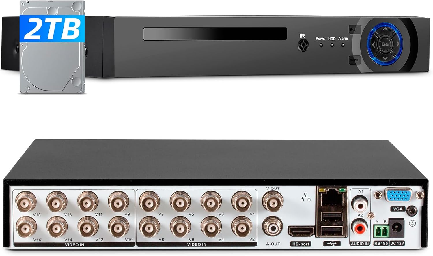 16 Channel Security Recorder DVR with 5MP Hybrid Technology