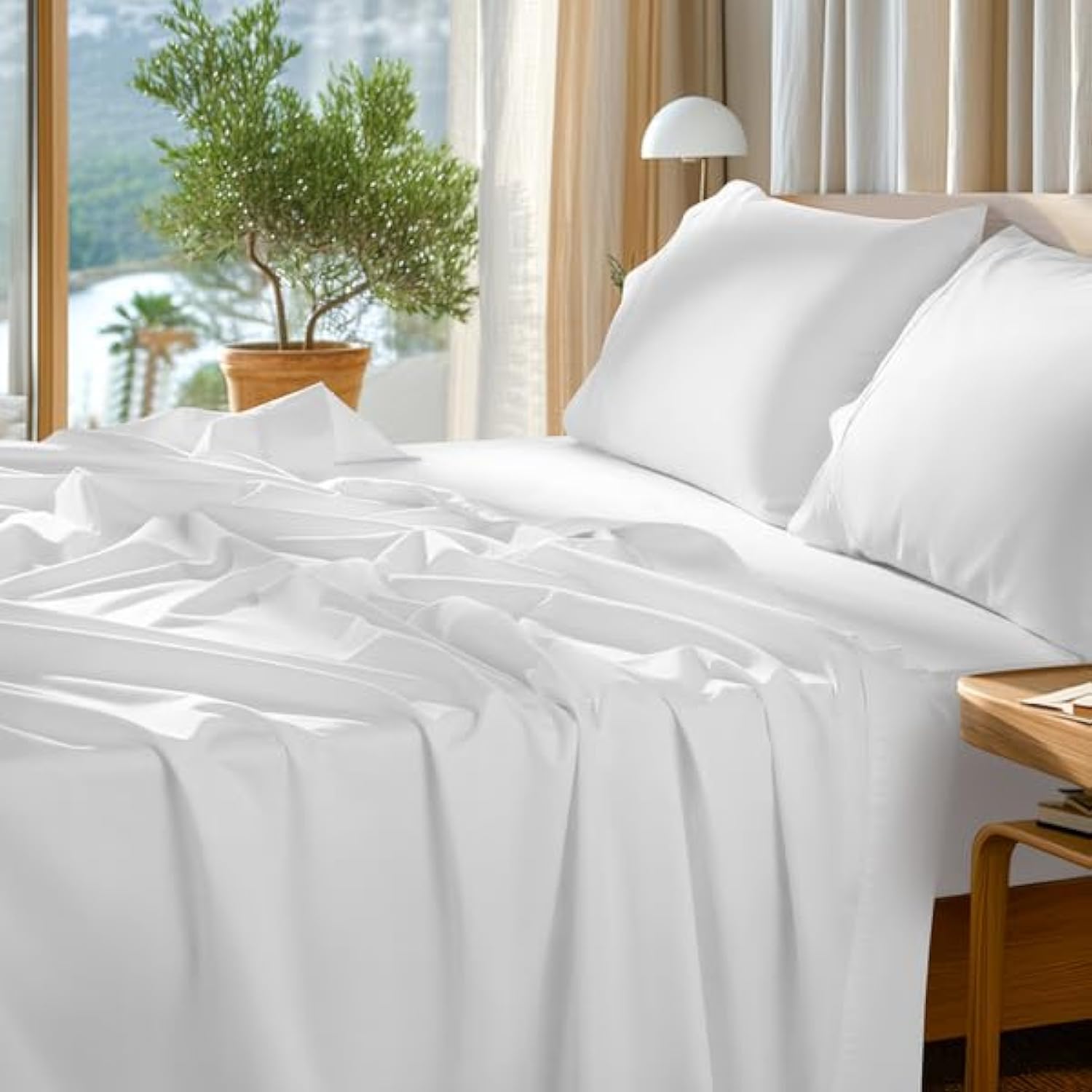 100% Egyptian Cotton Sheets Set - Luxury King Size Bedding