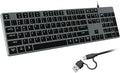 Wired Backlit Keyboard for Windows Mac - Slim Aluminum Full Size