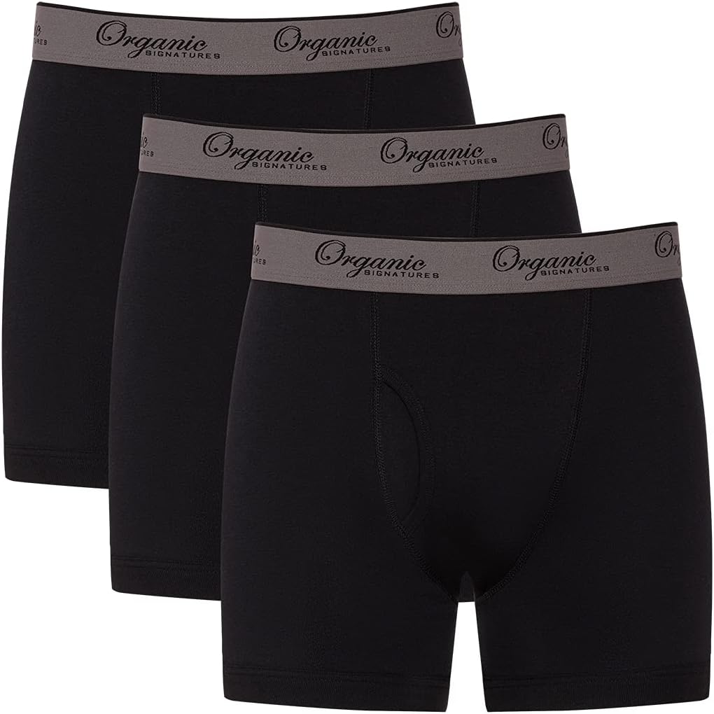 Soft Comfortable Mens 100% Organic Cotton Boxer Briefs 3-Pack