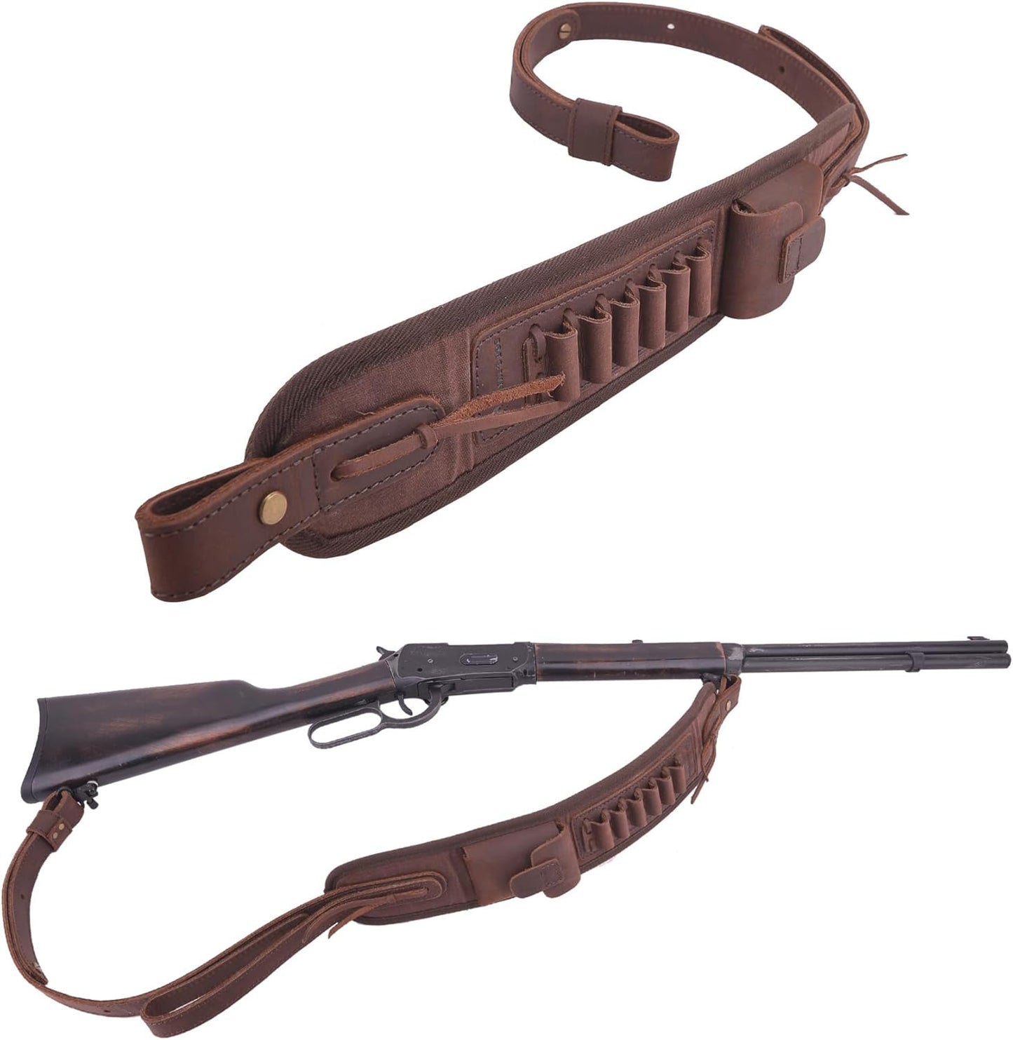 Leather Ammo Holder Rifle Sling for Hunting and Shooting Needs