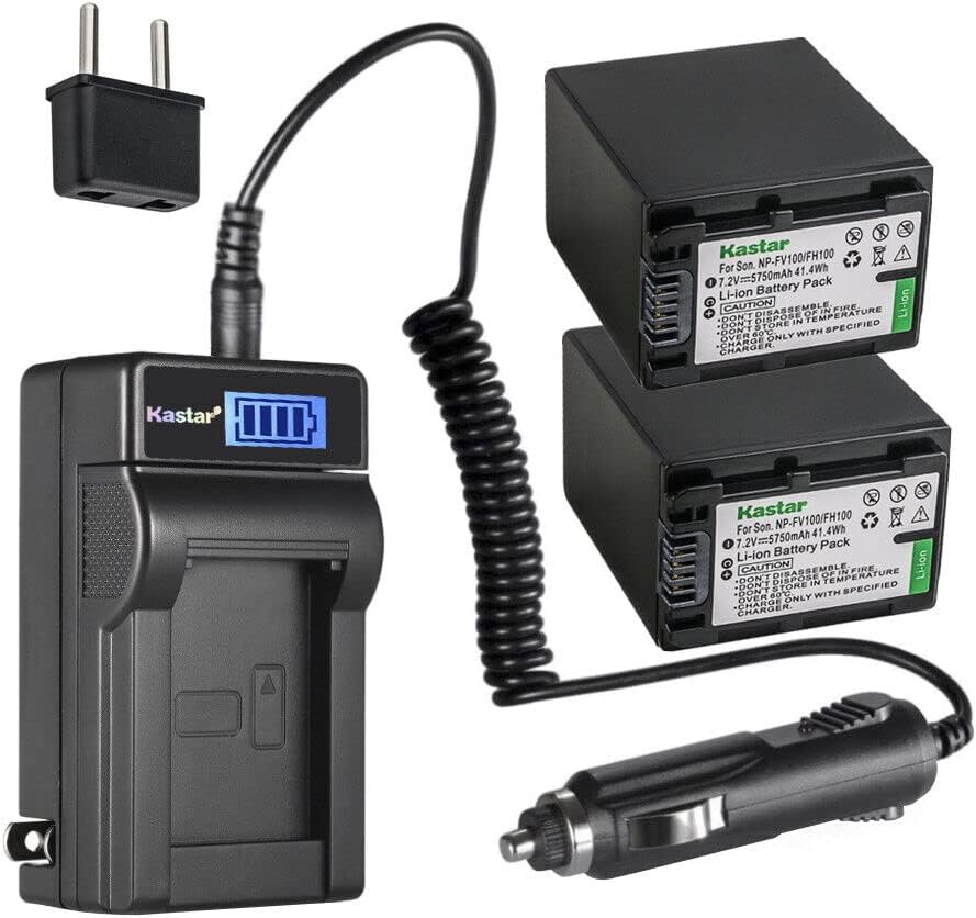 Kastar NP-FV100 Battery and LCD Charger for Sony Cameras