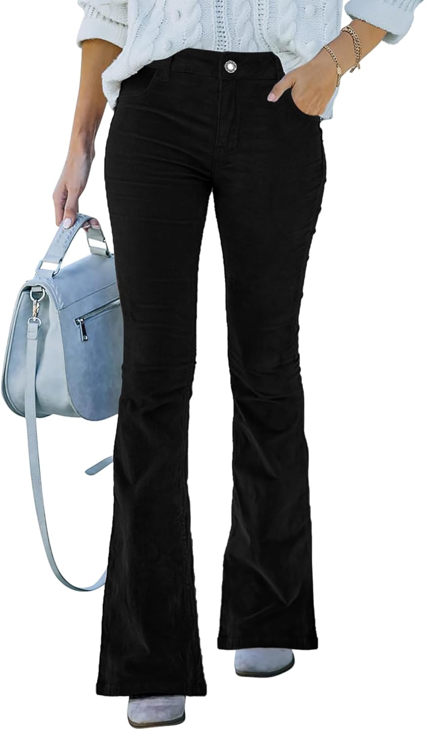 Corduroy Pants for Women High Waist Flare Vintage Style