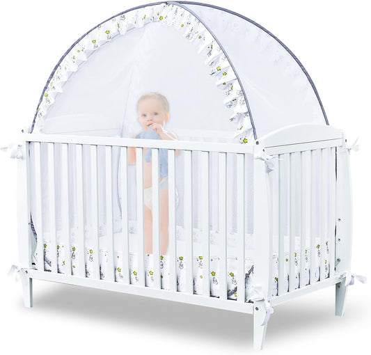 Pop-Up Baby Crib Tent - Secure Locking Zippers, Breathable Mesh, Adorable Design