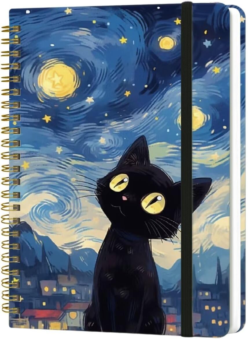 A5 Cat Sky Journal - 160 Pages, Aesthetic Design, Elastic Closure