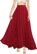 v28 Women Full Length Elastic Pleated Chiffon Maxi Skirt - Flowy