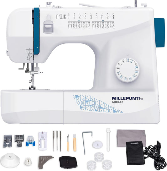 MKR45 Sewing Machine: 25 Stitches, Easy Threader, Quilting Kit