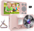 Digital Camera Kids UHD 4K 64MP Point and Shoot Camera - Compact Pink