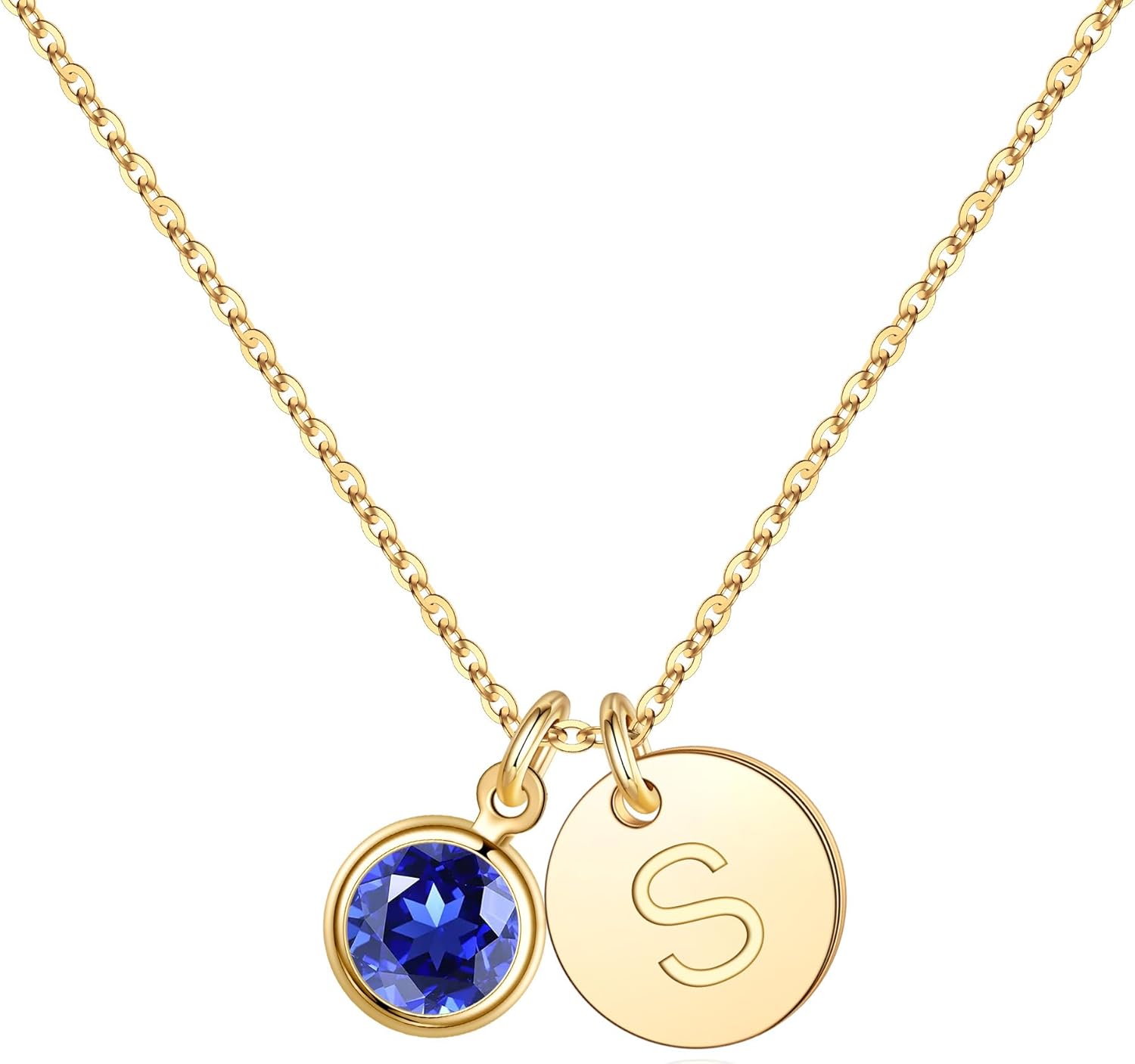 Personalized Birthstone Initial Necklace for Women and Girls
