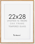 22x28 Picture Frame Solid Oak Wood Poster Frame - Tempered Glass