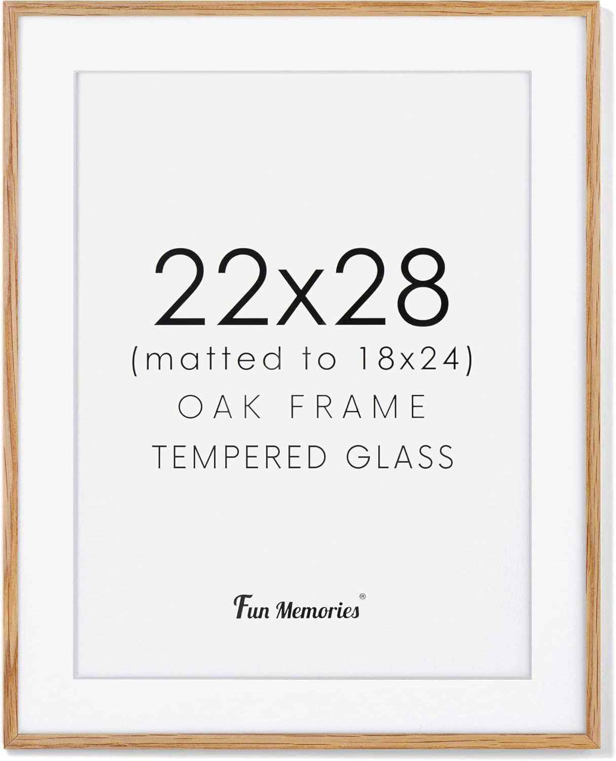 22x28 Picture Frame - Solid Oak Wood with Tempered Glass