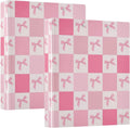 Checkered Pink Bow Round Ring Binder 3-Ring Binder - Holds 300 Sheets