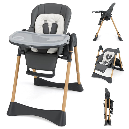 INFANS Baby High Chair: Adjustable, Easy to Clean, Portable Design