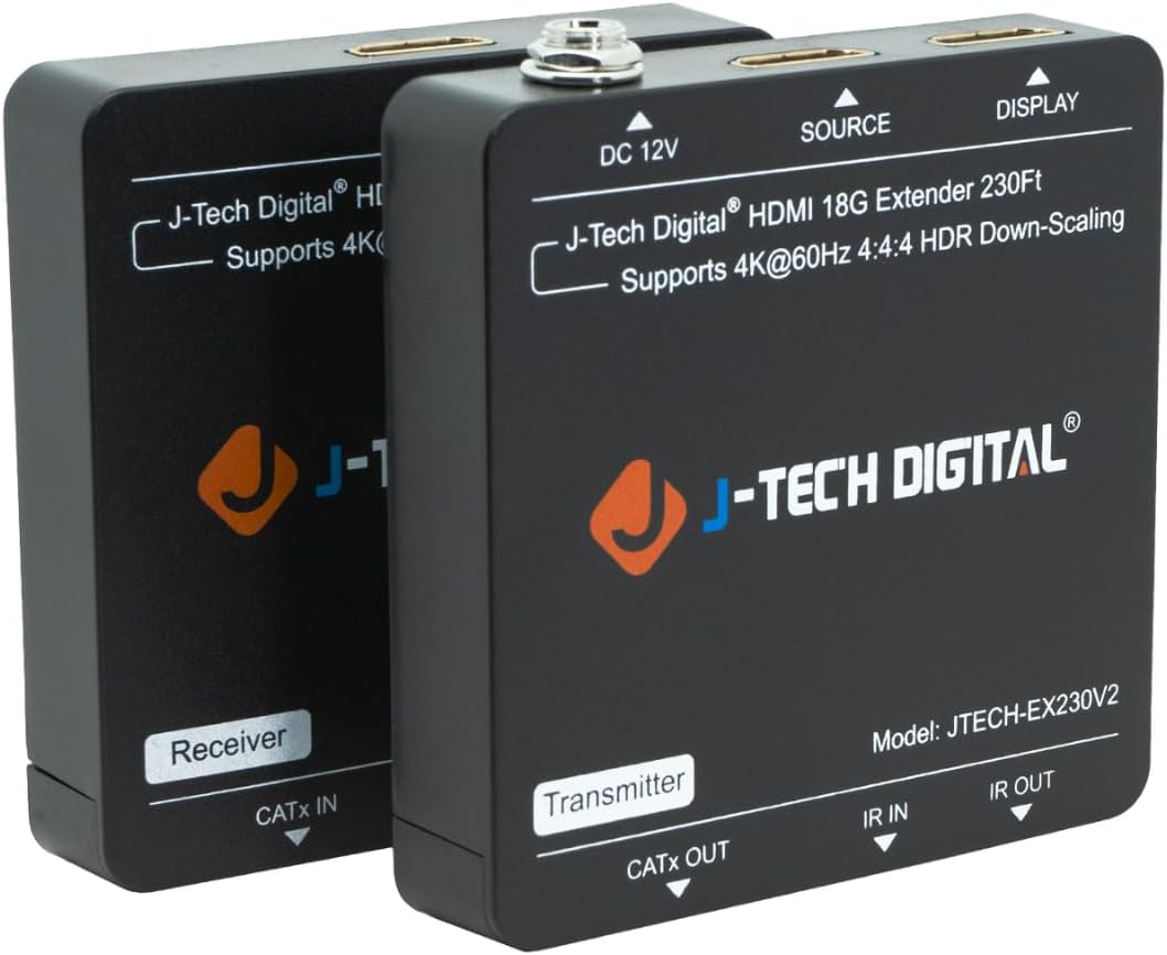 J-Tech Digital HDMI Extender 4K 60Hz Over Cat5e/6 Cable