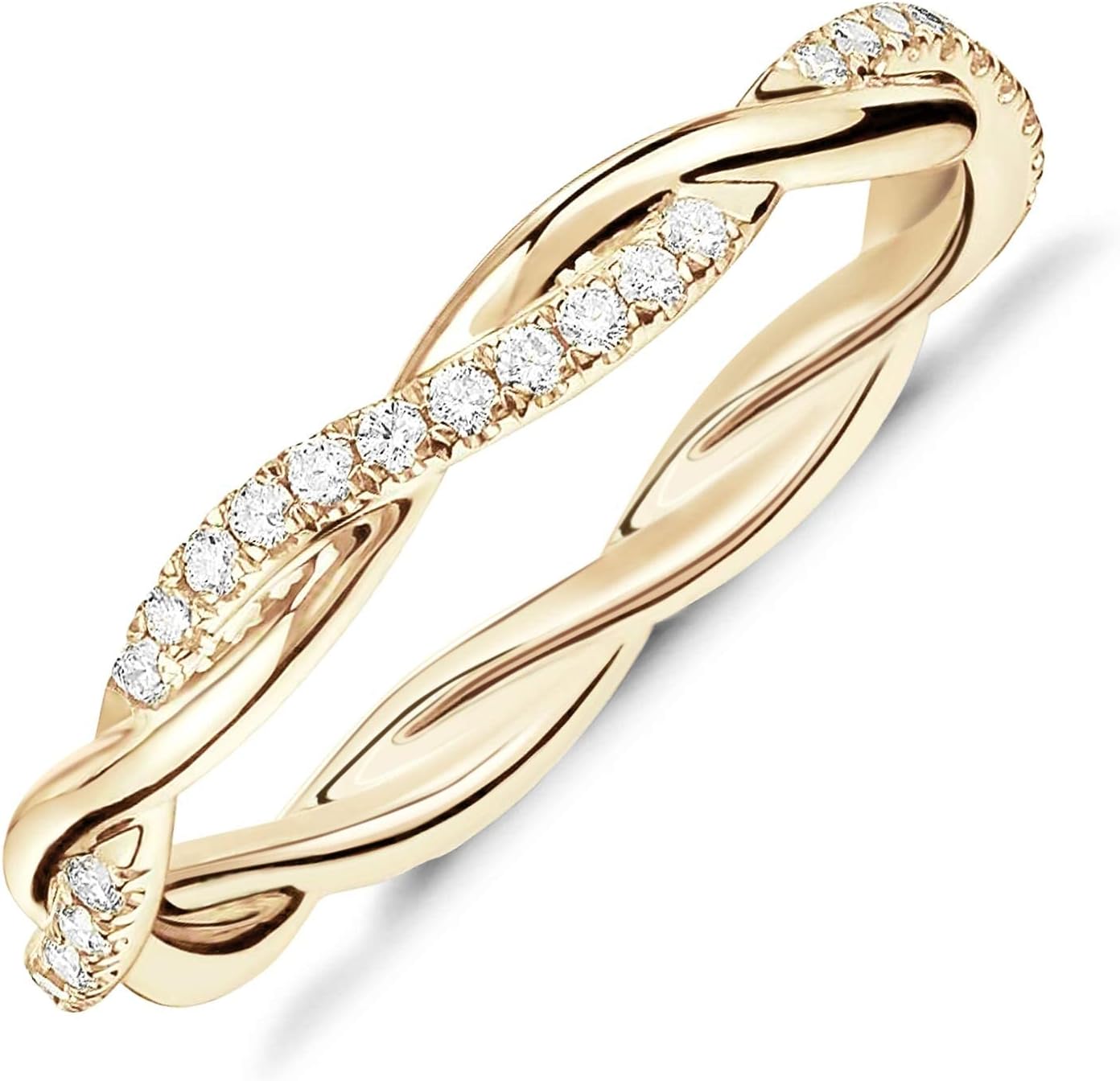 PAVOI 14K Gold Plated Twisted Rope Eternity Band for Women
