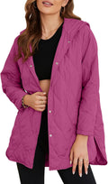 Long Quilted Jacket for Women - Lightweight Hooded Winter Coat