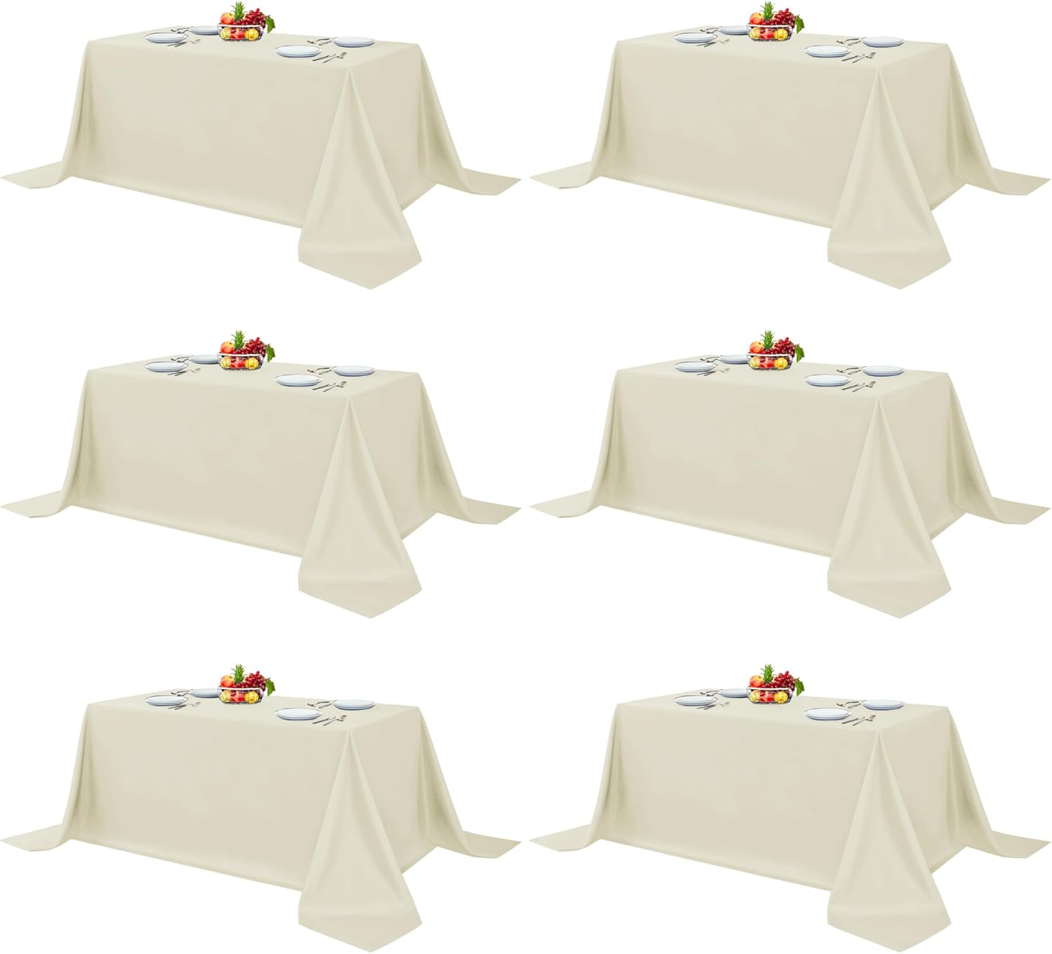 Elegant Rectangle Table Clothes for Weddings and Events - 6 Pack
