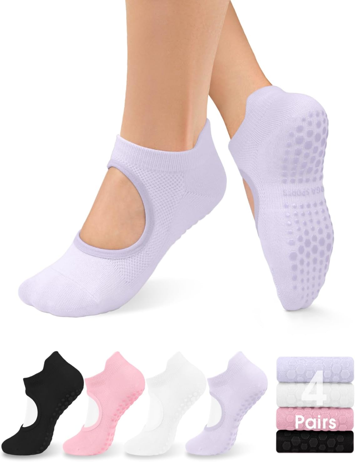 Non-Slip Open Top Grip Socks for Women