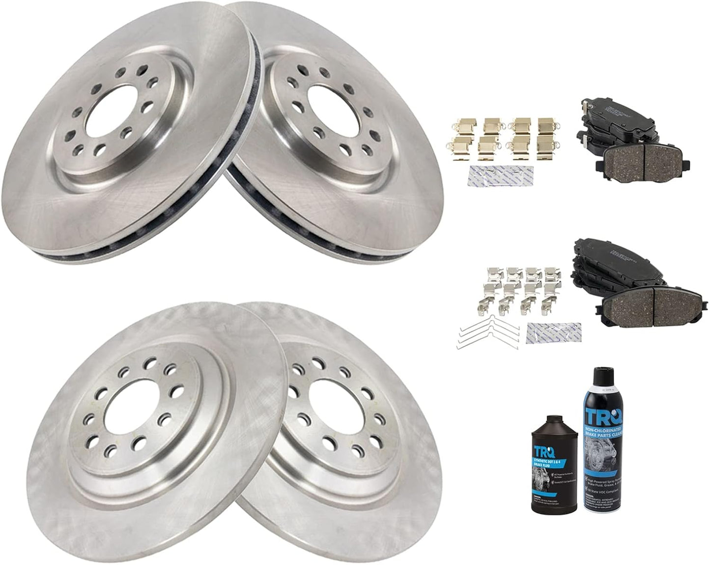 TRQ Front and Rear Brake Pad & Rotor Kit for Jeep Cherokee